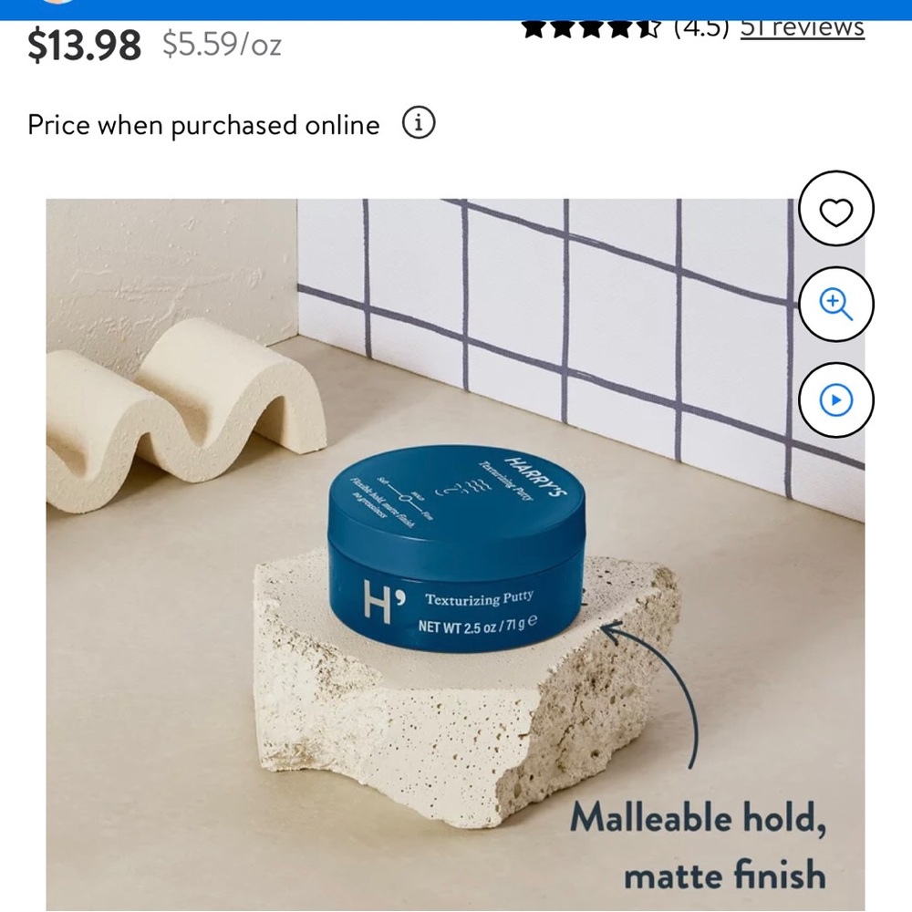 Harrys Mens Texturing Putty Hair (or Beard) BRAND NEW